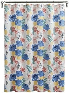 SEDLAV Multicolor Abstract Floral Recycled Polyester Fabric Shower Curta...