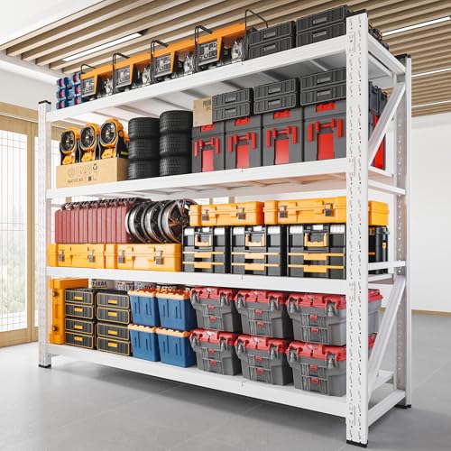 Image of RAVIGIN 7000LBS Storage Shelves,79 inch W Garage Shelving Heavy Duty Metal Adjustable Garage Shelves, Shelving Units Industrial Shelving for Warehouse,79 inch W x 24 inch D x 79 inch H,White