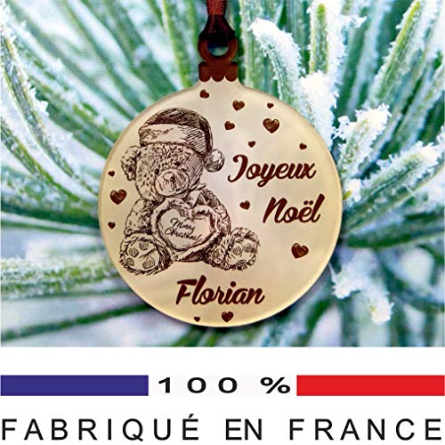 Gravure Events Décoration de Sapin personnalisée avec Votre prénom (Un Joli Cadeau, Une Alternative à la Boule de Noël Traditionnelle en Verre ou Bois, Personnalisation avec Le prénom de Votre Choix)