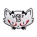 Ecusson - chat Lucky 13 biker - plusieurs couleurs sélectionnables - 6,5 x 9,2 cm - by catch-the-patch® patches brode appliques embroidery thermocollant, Farbvariante:blanc