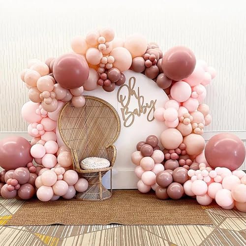 Image of Blush Dusty Pink Balloon Garland Double Stuffed Baby Pink Balloon Latex Rose Pink Balloon Arch Kit Pastel Pink Balloon Set For Boho Wedding Baby Shower Princess Birthday Party Bridal Shower Decoration