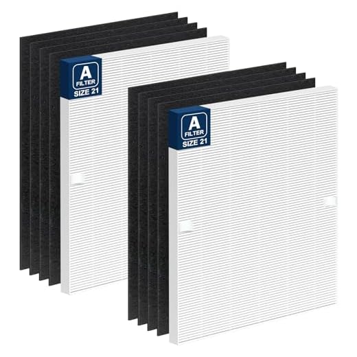 Lantiny 115115 Replacement Filter A for Winix PlasmaWave Air Purifier C535 5300 5300-2 6300 6300-2 P300 AM90 9000 5000 5000B C909 9800, 2 HEPA Size 21 Filter A and 8 Activated Carbon Pre-Filters