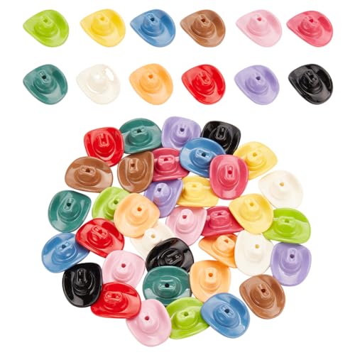 PH PandaHall 48PCS Acrylic Cowboy Hat Beads