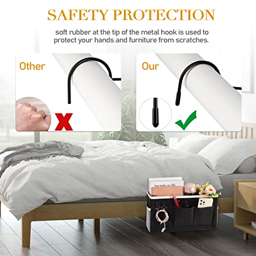 Image of Bedside Storage Caddy /Bedside Hanging Storage Bag for Headboards Bunk Beds Dorm Rooms Book Phone Magazine Holder (Black)