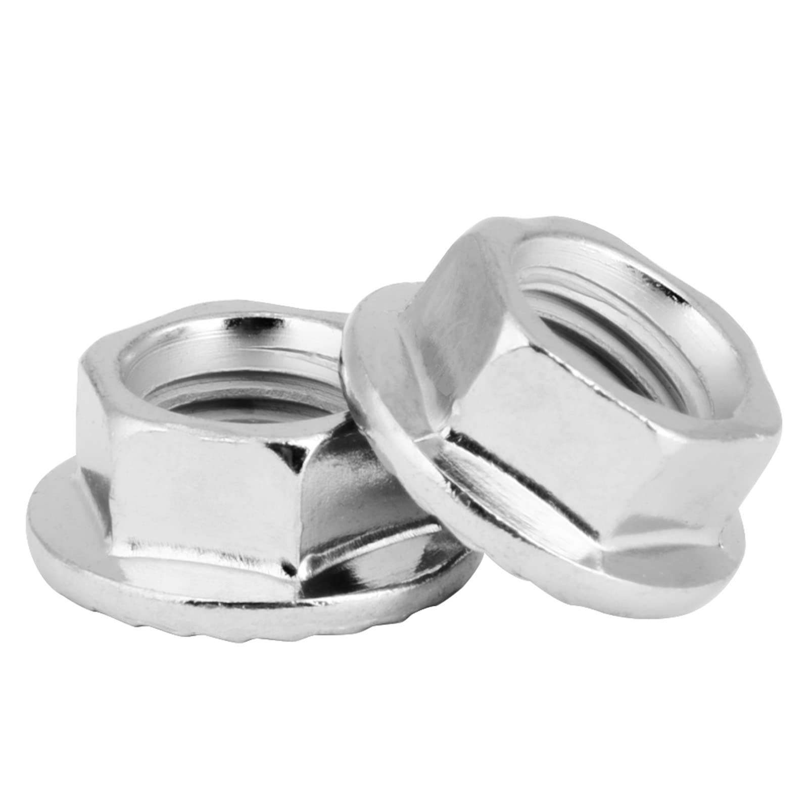 10Pcs M10 x 1.25mm Fine Thread Hex Hexagonal Nut with Pad, Hex Flange Nut Iron Chrome Hardware Nuts for Home Use