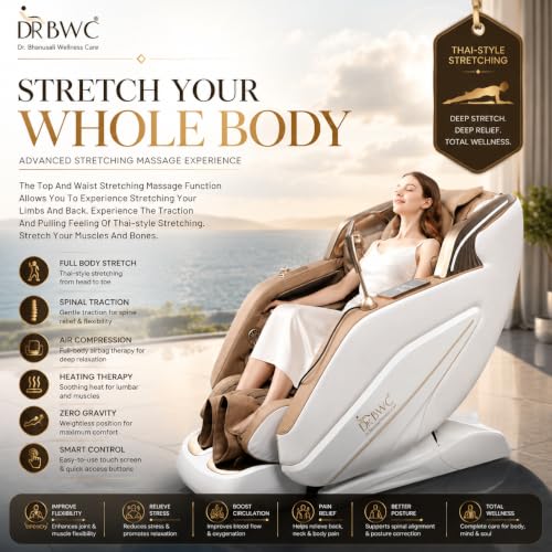 Image of Supreme Hybrid AI 5D Massage Chair | Dual-Core Massage System | Zero Gravity Recliner | AI Body Scan | Full Body SL Track | Heat Therapy | Bluetooth | Premium Royal Gold & White