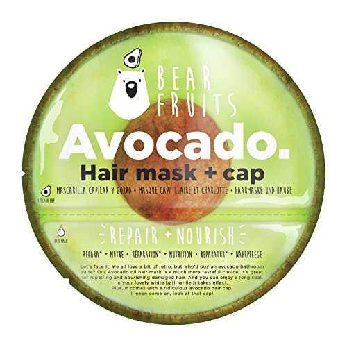 Bear Fruits Avocado Reparatur + Nährpflege Haarmaske mit wiederverwendbarer Haube, 20ml