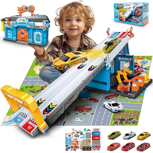 Foldable 2-Layer Race Track for Toddlers