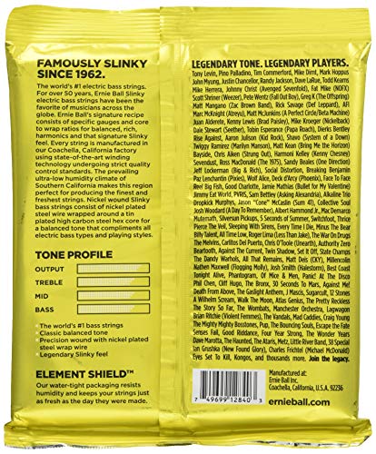 Ernie Ball Beefy Slinky Cordes filées en nickel, pour guitare électrique, calibre 65-130 - Les Beatles, Paul McCartney, John Lennon, RIngo Starr, George Harrison Ernie Ball Beefy Slinky Cordes filées en nickel, pour guitare électrique, calibre 65-130 – Image 4