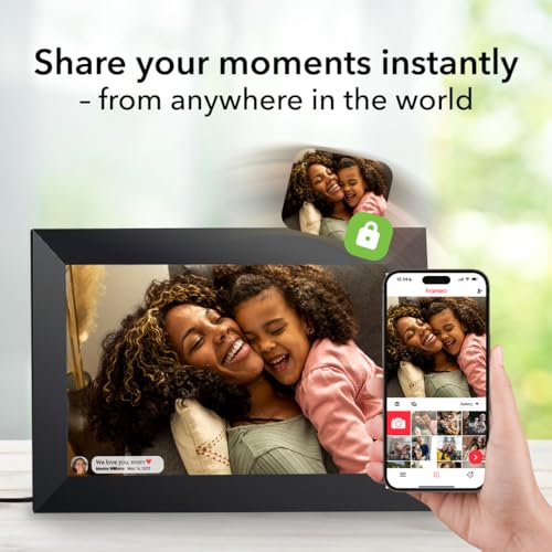 Image of AKImart Digital Photo Frame 10.1 inch WiFi Digital Picture Frame IPS HD Touch Screen Smart Photo Frame with 32GB Storage, Auto-Rotate, Easy Setup to Share Photos or Videos Remotely via Frameo APP