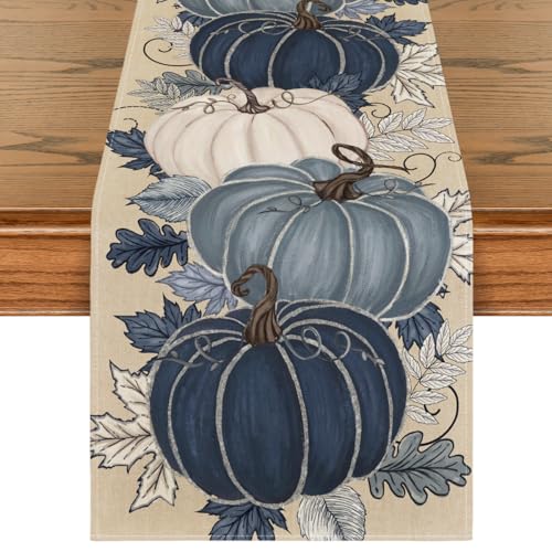 Blue and White Porcelain Pumpkin Table Runner - image 1