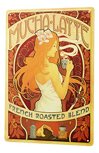 LEotiE SINCE 2004 Cartel Letrero de Chapa Fun Cocina Nostalgia Mucha Francés Latte Molino de café del Florista