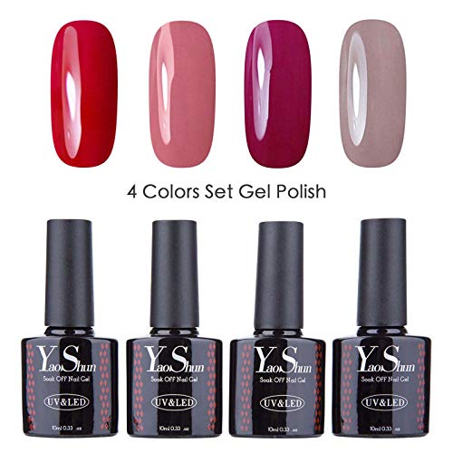 Vernis Gel Semi Permanent Ys Uv Led Vernis à Ongles Gel Soak Off Nail Polish Kit 4 Couleurs X 10ml Lot Jadore