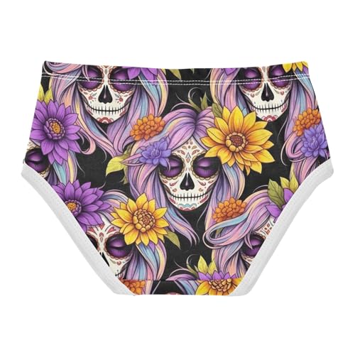 Toddler Girls Underwear 2t Cotton Girl Panties Cute Durable Briefs Kids Undies Colorful Skull Rainbow Purple Floral2