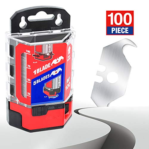 WORKPRO Utility Hook Blades, 100 Pack SK5 Steel Hook Utility Knife Blades