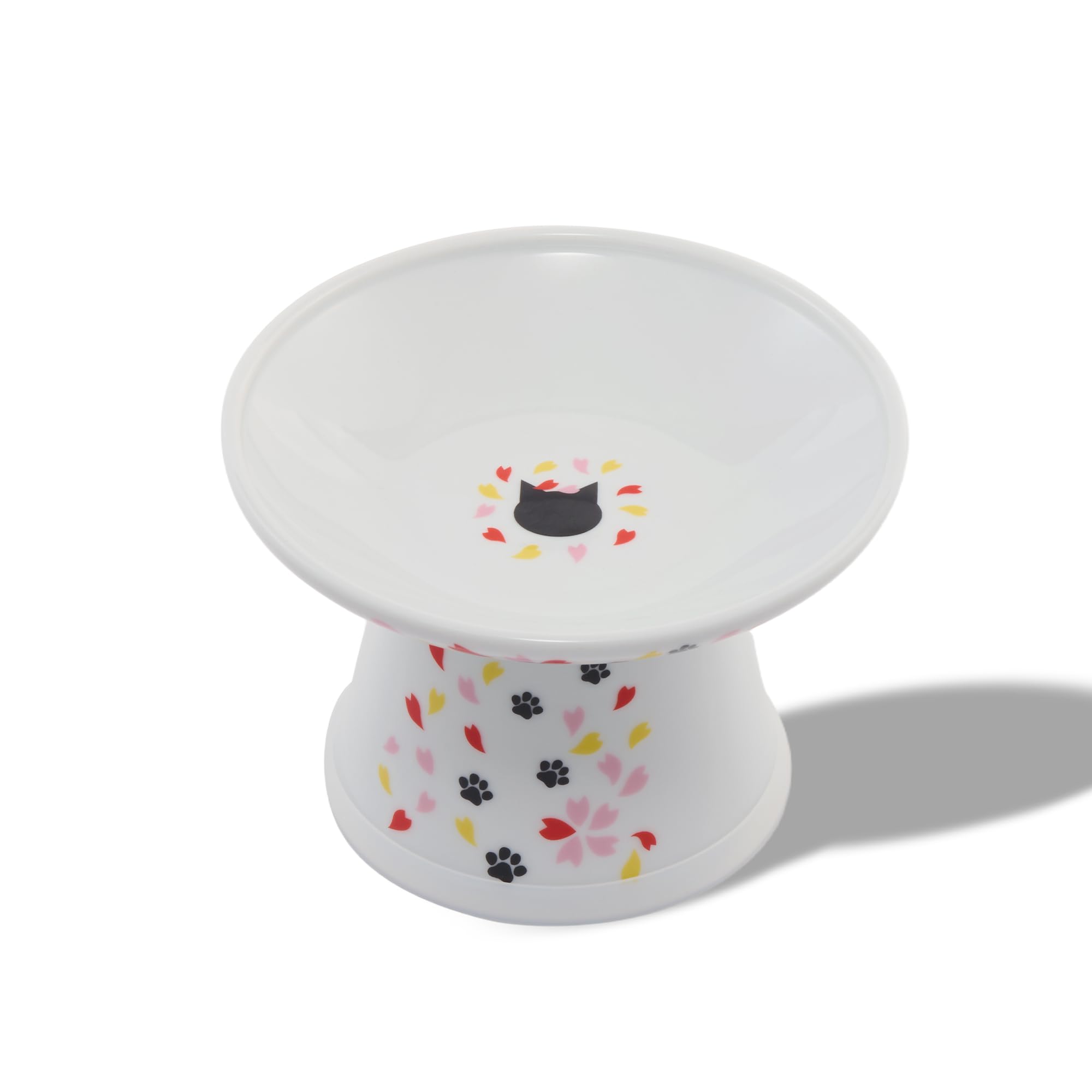 Necoichi Extra Wide Raised Cat Food Bowl (Sakura Limited Edition, Extra Wide), White