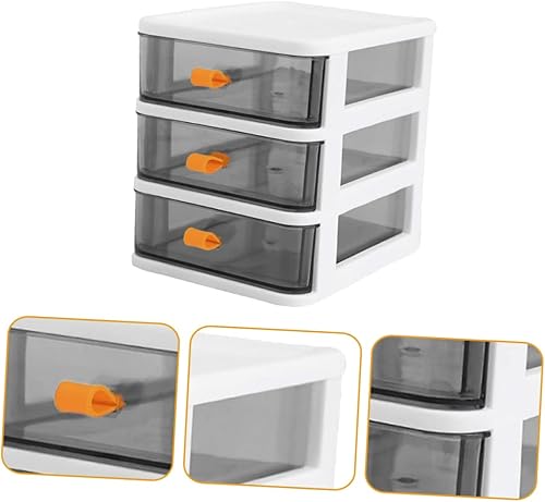 Miniatura 4 de Caja de tres niveles, cajones extraíbles de almacenamiento, contenedor transparente, pequeño escritorio de oficina, organizador de almacenamiento