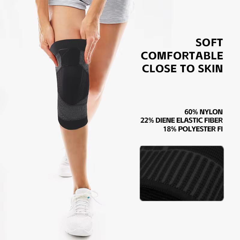 VIVITO Knee Compression Sleeve | Adjustable & Breathable Knee Brace for Pain Relief, Meniscus Tear, Arthritis, Sports Support | Non-Slip, 3D Knitted, Elastic Wrap Random Colors (Double Extra Large (XXL)) 3