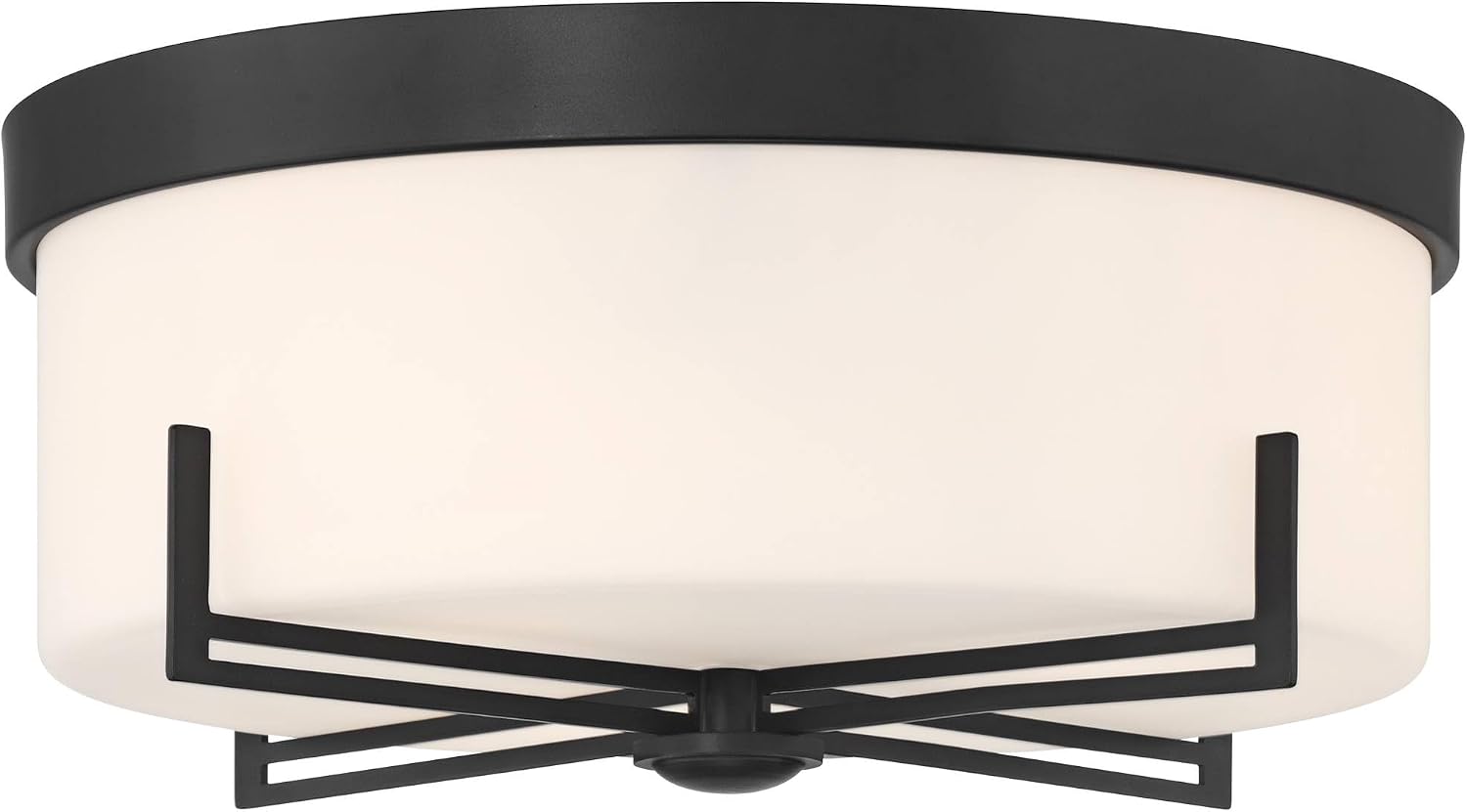 Possini Euro Design Henning 15 1/2" Modern Flush-Mount Ceiling Light Fixture Kitchen Foyer Hallway Round Black White Glass Shade Metal Bedroom Bathroom Entryway Living Room High Ceilings Small