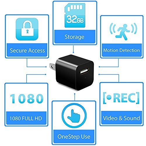 TAG Hidden Spy Motion Detection Camera & Phone USB Charger with 32Gb Memory