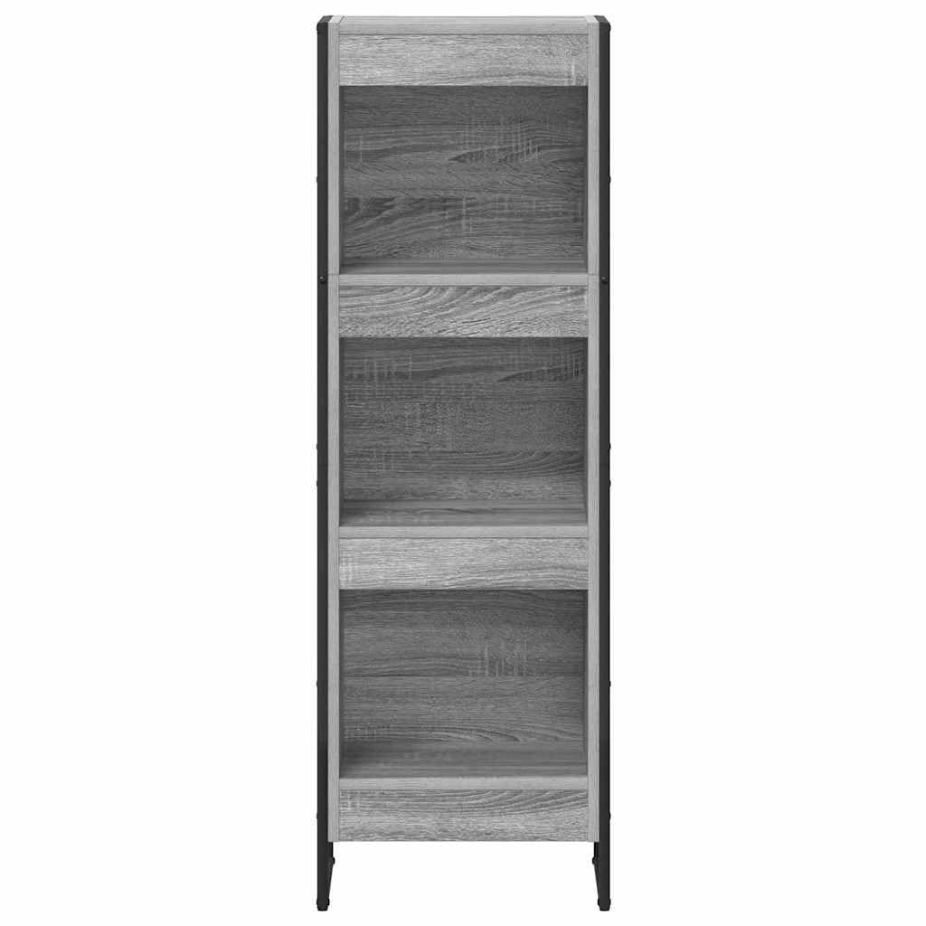 Regał na książki szary Sonoma, 80 x 30 x 155 cm, materiał drewnopochodny ze stalowymi nogami, przemysłowy regał stojący do salonu, biura, sypialni, uniwersalna półka