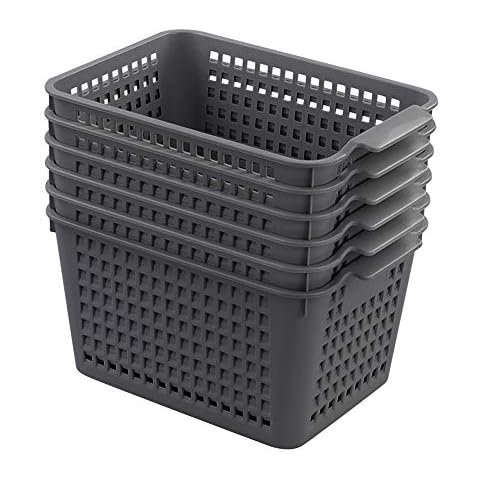 Sandmovie Gray Plastic Storage Baskets, 6 Packs Cover
