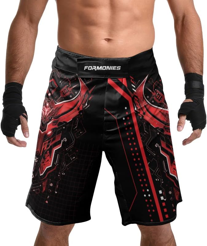 FORMONIES Cyber Viking Men Fighting Shorts for Boxing MMA BJJ Jiu Jitsu Shorts Men Kickboxing Shorts