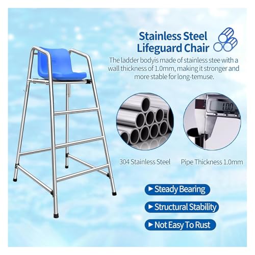 Silla alta para salvavidas de piscina en acero inoxidable miniatura 3