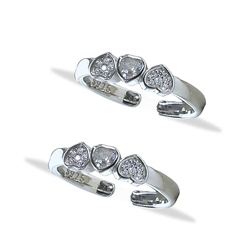 925 Sterling Silver Heart CZ Toe Ring For Women