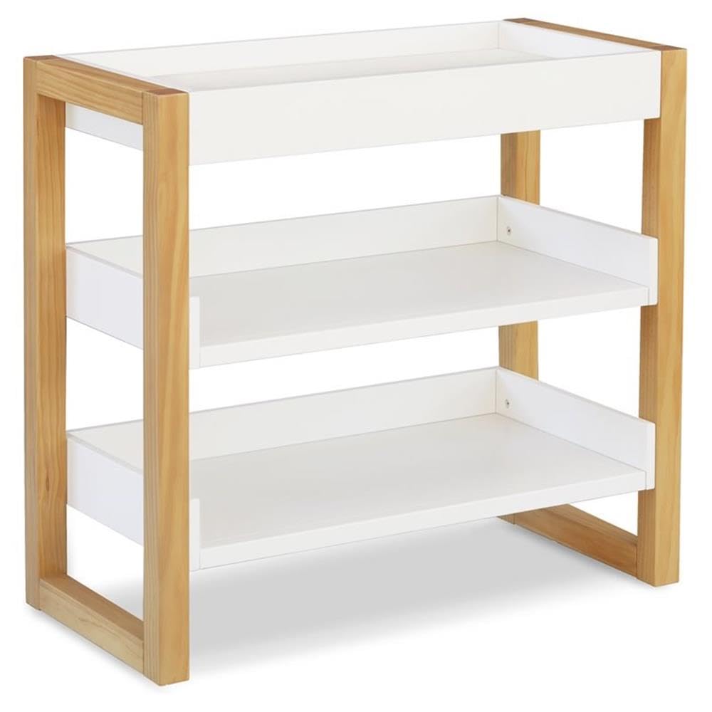 Honey Pine Coastal Changing Table with Open Shelves