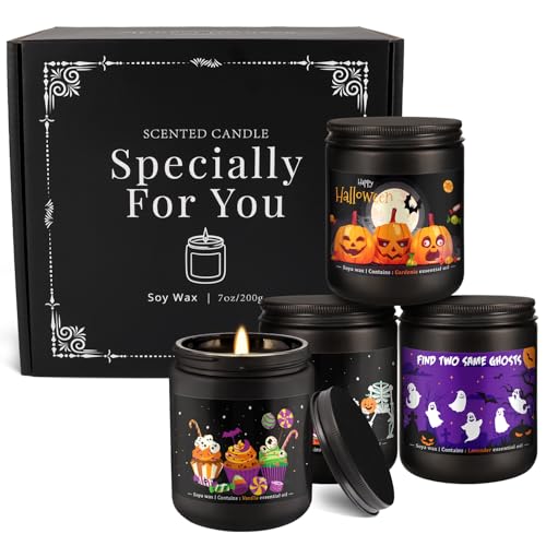 Halloween Scented Candles Set of 4 (7oz Each) – Spooky Aromatherapy Soy Wax Candles with Bat & Ghost Designs, Smokeless for All Saints' Day, Home Decor & Festive Gifts - Image 4