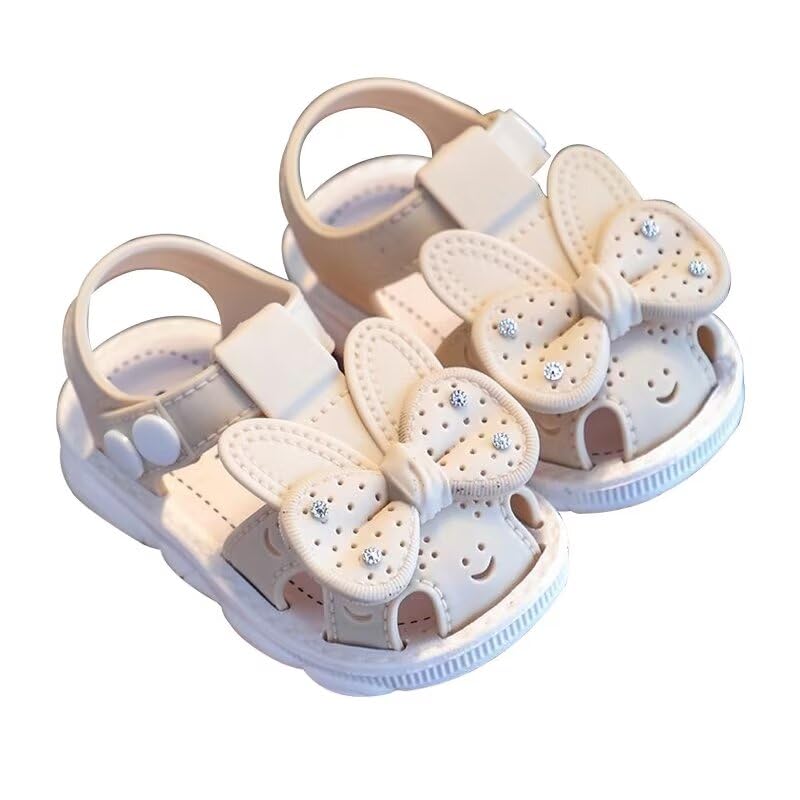 Zonkacen Little Girls Breathable Anti Skid Soft Closed Toe Summer Sandals for Outdoor Sport Street Home House School Playing Walk Vacation Beige Infant 2