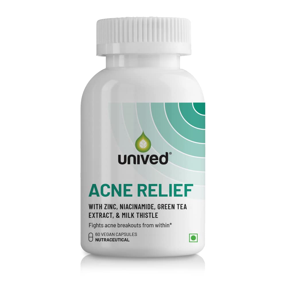 Unived Acne Relief Acne Supplement Formulated to combat Acne from within Zinc, Niacinamide