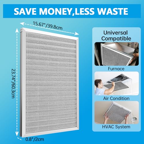 Image of UBeesize 16x24x1 Air Filter HVAC AC Furnace Filter,MERV 8,Reusable Washable, Lasts a Lifetime,Permanent Air Filter,Breathe Fresher,Home And Office(Actual Size:15.67x23.74x0.8Inch)