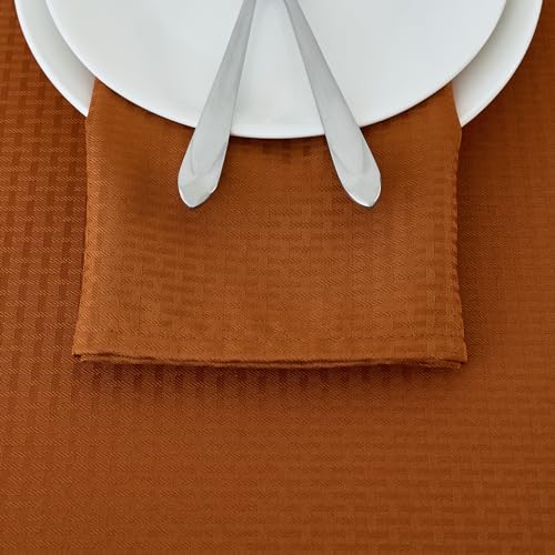 Image of maxmill Fall Cloth Napkins 20 x 20 Inch Weaved Pattern Soft Comfortable and Luxury Serviette for Harvest Thanksgiving Family Dinners Weddings Parties and Banquets Set of 4 Pieces, Rust