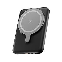UNIQO Power Mag 5K – PowerBank 5000mAh, Ricarica Wireless 15W, PowerBank Magnetico MagSafe, Ricarica Rapida, USB-C Power Delivery 20W (PD 3.1), Caricabatterie Portatile da Viaggio, Compatto, Nero