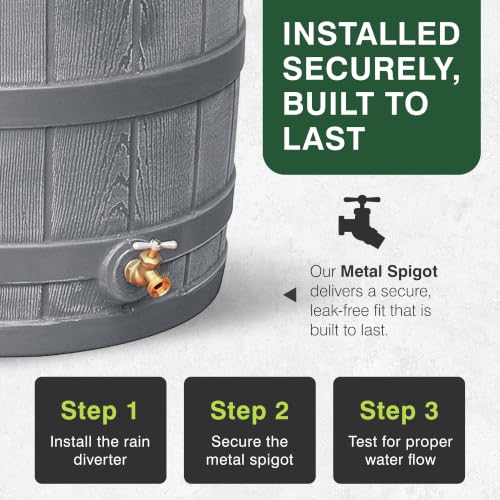Image of Good Ideas Rain Wizard Water Collection Barrel, 50 Gallon, Gray