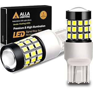 Alla Lighting Upgraded T20 7440 7443 Strobe LED Brake Stop or Back-up Reverse Lights Bulbs, 6000K Xenon White, 7441 W21W 7440LL 7443LL Flashing Lamps Replacement