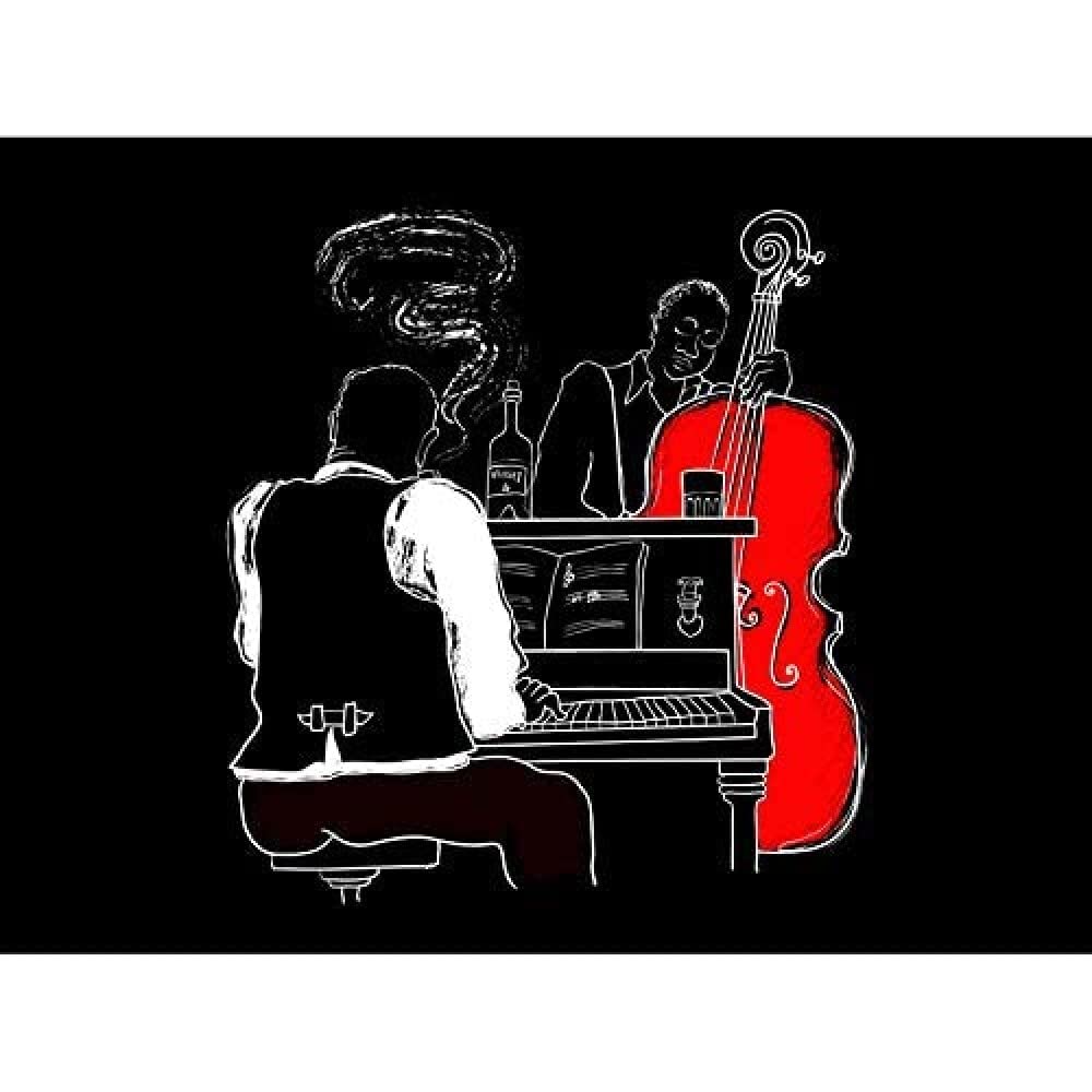 Wee Blue Coo Musicians Jazz Piano Illustration Unframed Art Print Poster Wall Decor 12x16 inch