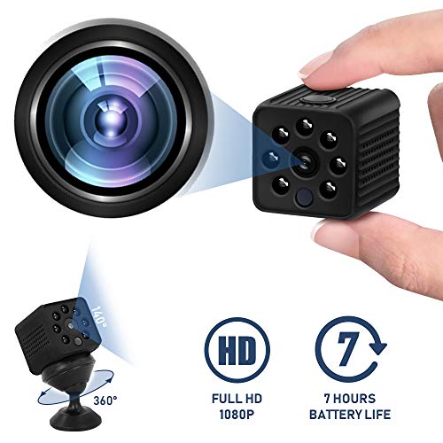 DONPEREGRINO 1080P Mini Cámara Espía Inalámbrica 7 Horas de Duración, Cámara Vigilancia Recargable USB con Sensor Movimiento(sin WiFi)