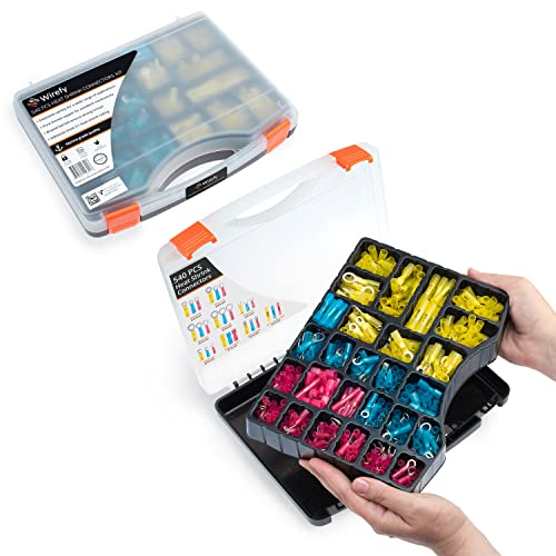 Wirefy Heat Shrink Wire Connectors Kit - Marine Grade Electrical Connectors - Automotive Butt Connectors - Insulated Ring, Spade, Fork, Hook Crimp Terminals - 22-10 Gauge - 540 Pcs #TOP7