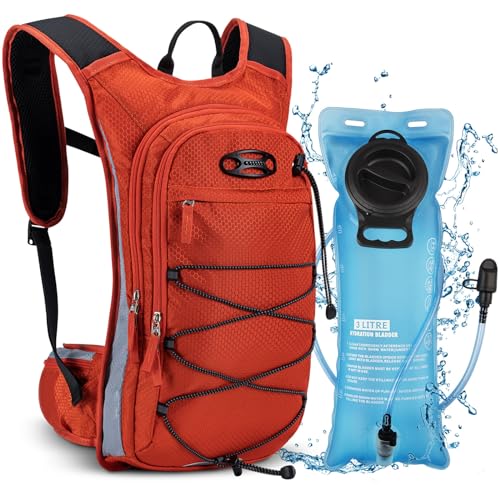 NOOLA Hydration Backpack, Insulated Hiking Water Backpack with 3L TPU Water Bladder for Men Women, Running Hydration Pack Hydro Daypack for Hiking, Trail, Running, Marathons Race, Cycling, Orange