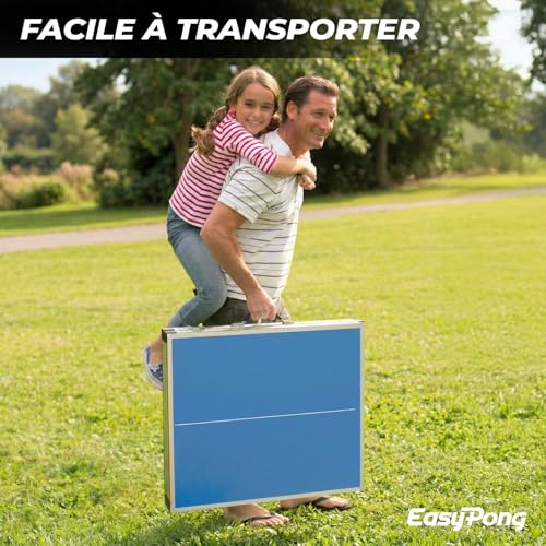 EasyPong® | Table de Ping Pong Bleu | 182x91cm | Qualité Premium | Facile à Transporter | Stable | Idéale pour Extérieur & Intérieur | 2 Raquettes + 4 Balles | Table Tennis | 100% Fun | OriginalCup® – vue 7