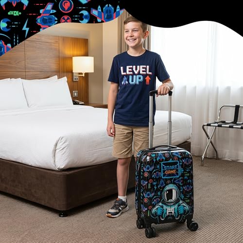 Image of Kid's Luggage Set 2 Piece Suitcase Set 16 inch Hardside Luggage with Spinner Wheels Boys Carry on Toddler Travel Rolling Suitcase Airline Approved