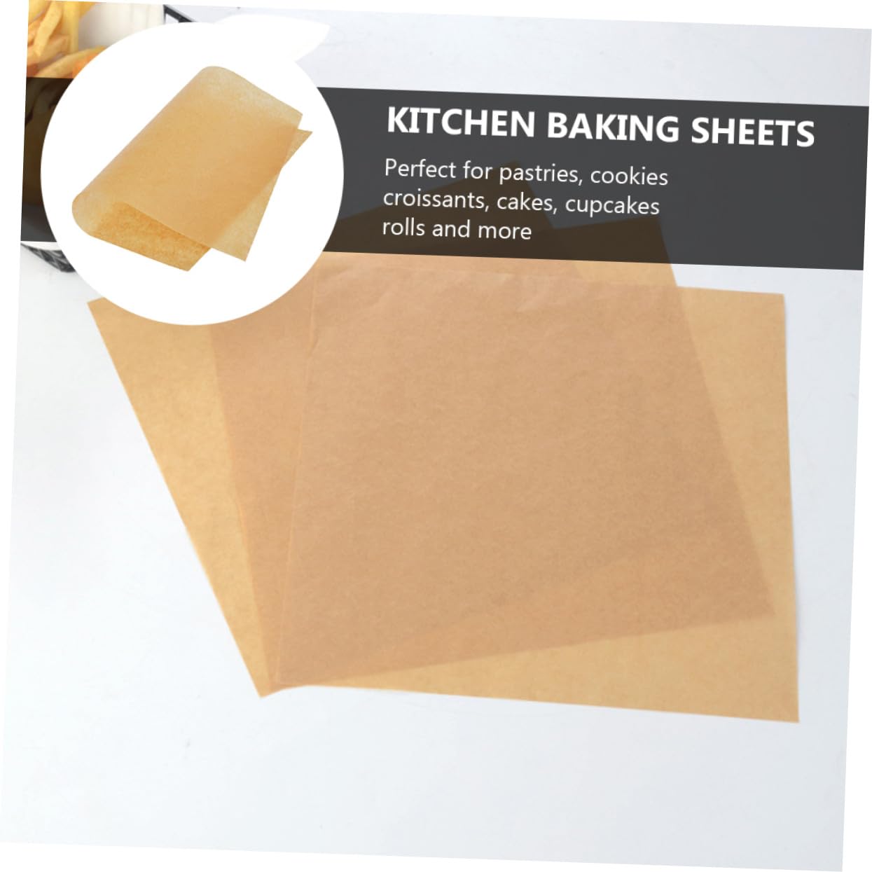 ERINGOGO 100 pièces Papier Cuisson Prédécoupé Non Blanchi Papier Antiadhésif Résistant Haute Température pour Cuisson Barbecue Pâtisserie et Grillades Cuisine