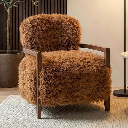 Sillón Plegable Pelo Largo Marrón miniatura 1