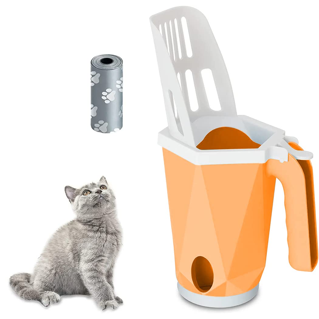 ExrpCat Litter Scoop - Integrated Litter Scooper with Litter Box, Removable Deep Shovel and Large Capacity Waste Container - Sturdy and Durable, Easy to Clean and Uses
