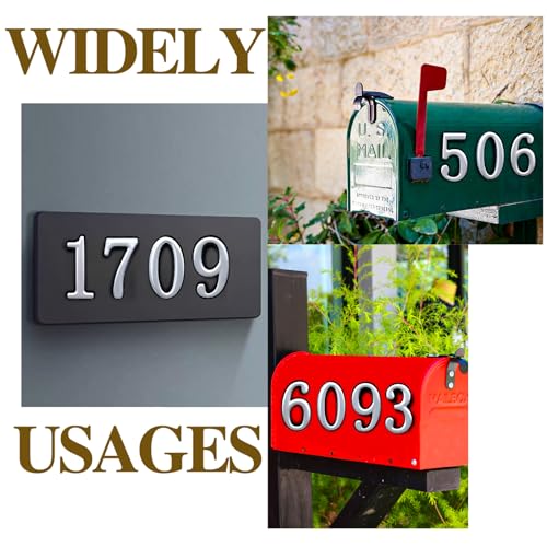 Image of opasyo 20 Pieces Mailbox Numbers for Outside 3.8 inch 0-9 Self-Adhesive Mail Box Numbers,3D Gold House Numbers for Mailbox, Apartment, House, Trash Bins,Office Hotel Room (Silver, 3.8inch)