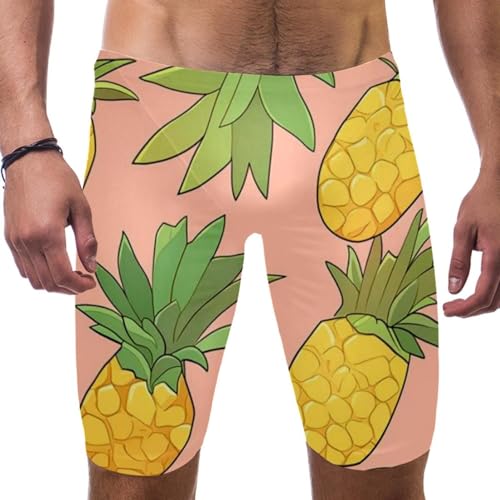 Generic Swimsuit for Men & Boys,Competition Lap Swim Suit, Square Leg Endurance Training,Colored Pineapple Design, 3X-Large