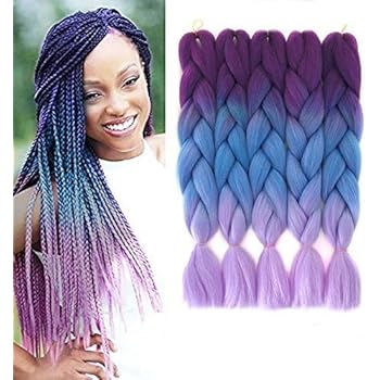 Amazon Com Ombre Braiding Hair Extensions Synthetic Hair Extensions For Box Braids And Twist Braids Hair 24inch Purple Blue Pink Afro Jumbo Braiding 5pcs Lot 100g Pc 24inch C85 Beauty
